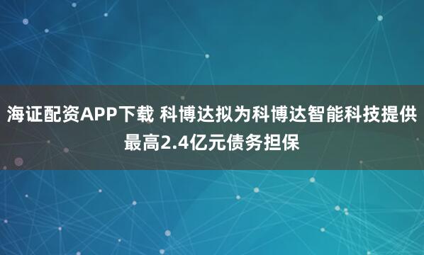 海证配资APP下载 科博达拟为科博达智能科技提供最高2.4亿元债务担保